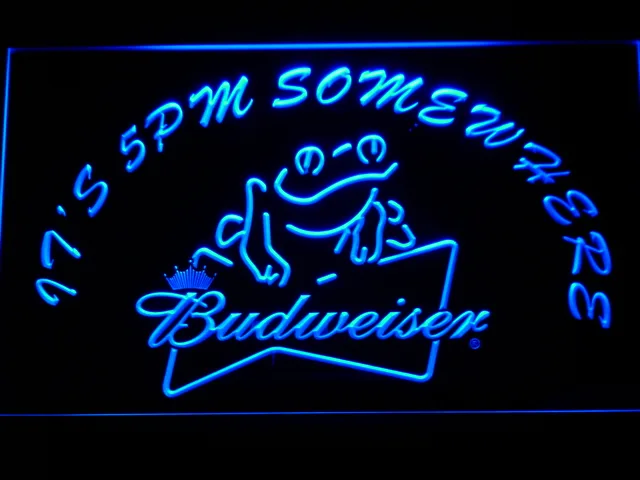 Budweiser Frog It's 5pm Somewhere LED Neon Sign