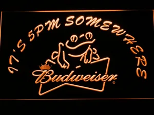 Budweiser Frog It's 5pm Somewhere LED Neon Sign