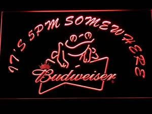 Budweiser Frog It's 5pm Somewhere LED Neon Sign