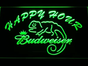 Budweiser Lizard Happy Hour LED Neon Sign