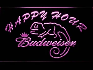 Budweiser Lizard Happy Hour LED Neon Sign