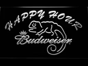 Budweiser Lizard Happy Hour LED Neon Sign