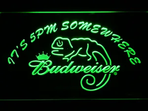 Budweiser Lizard It's 5pm Somewhere LED Neon Sign