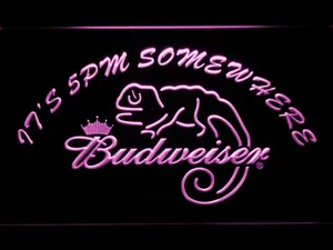 Budweiser Lizard It's 5pm Somewhere LED Neon Sign