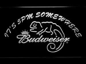 Budweiser Lizard It's 5pm Somewhere LED Neon Sign