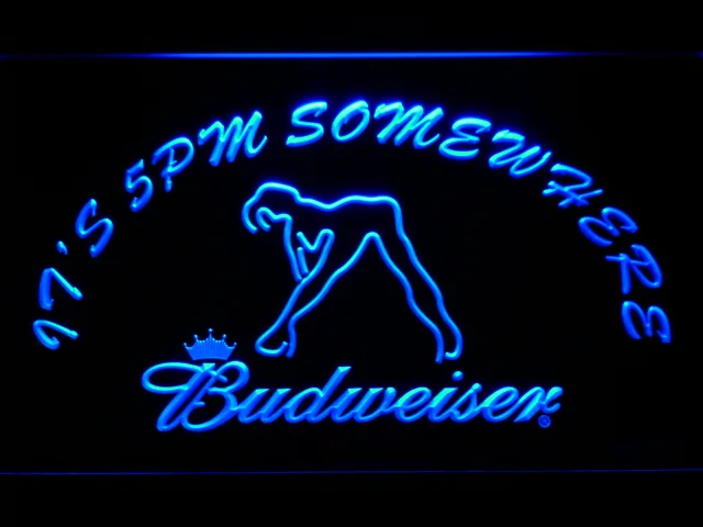 Budweiser Woman's Silhouette It's 5pm Somewhere LED Neon Sign