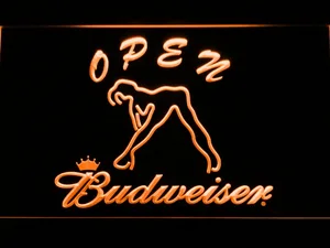 Budweiser Woman's Silhouette Open LED Neon Sign