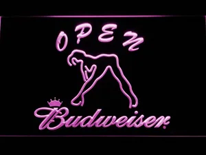Budweiser Woman's Silhouette Open LED Neon Sign