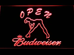 Budweiser Woman's Silhouette Open LED Neon Sign