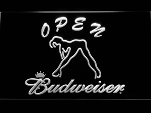 Budweiser Woman's Silhouette Open LED Neon Sign