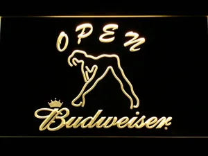Budweiser Woman's Silhouette Open LED Neon Sign