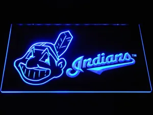 Cleveland Indians Wahoo Wordmark LED Neon Sign