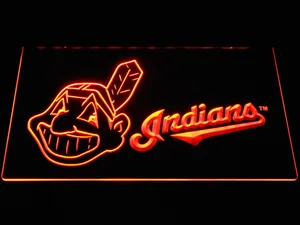 Cleveland Indians Wahoo Wordmark LED Neon Sign