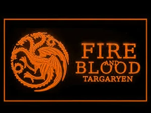 Game of Thrones Targaryen Fire and Blood 3 LED Neon Sign