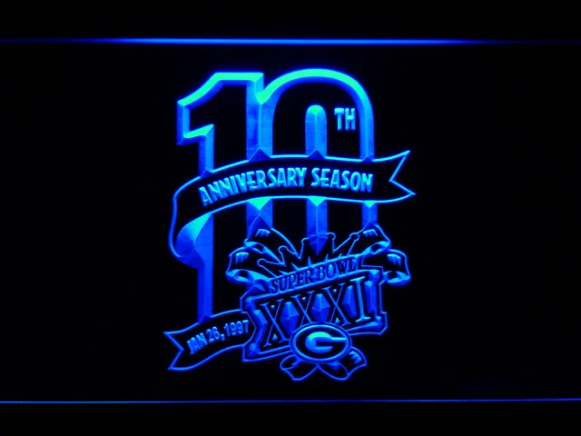Green Bay Packers 10th Anniversary LED Neon Sign - Legacy Edition