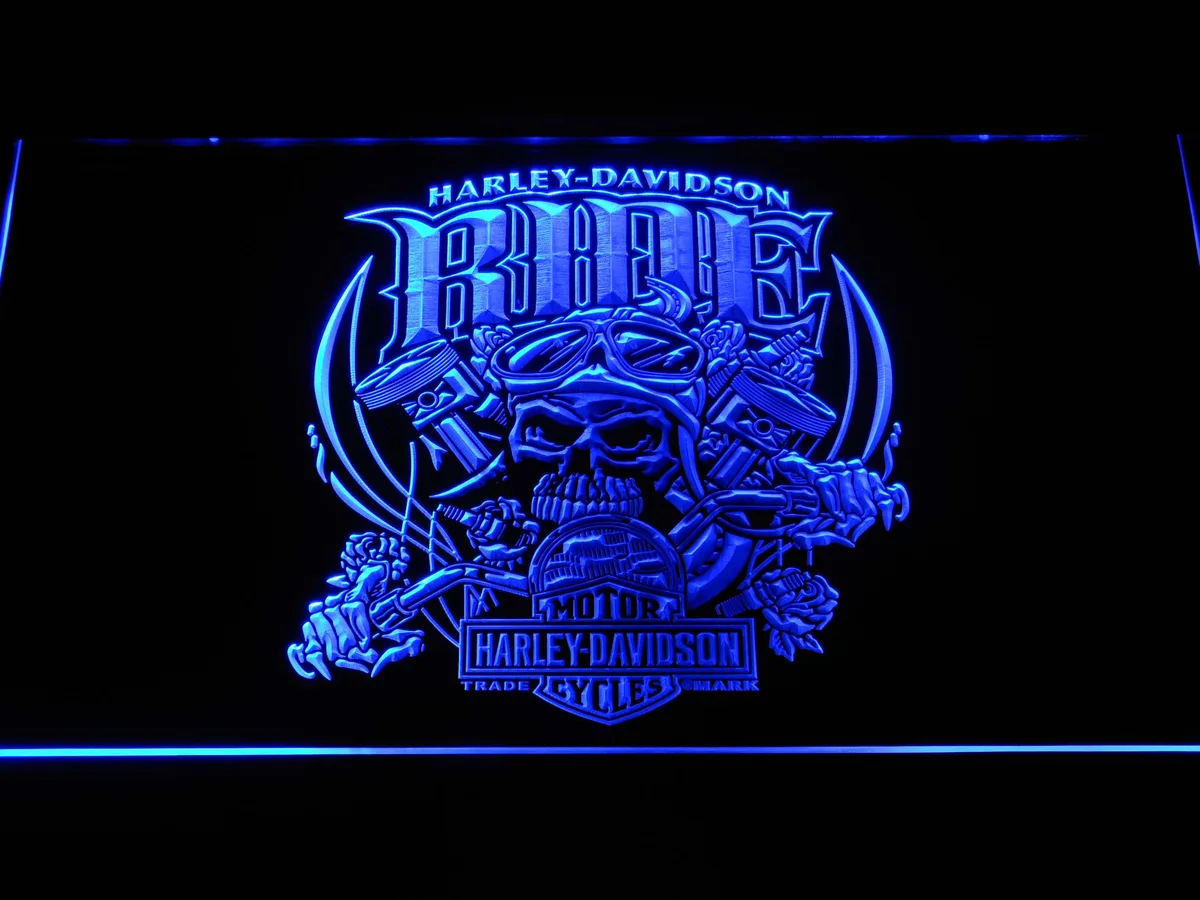 Harley Davidson Skull Ride LED Neon Sign