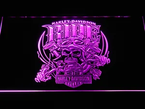 Harley Davidson Skull Ride LED Neon Sign