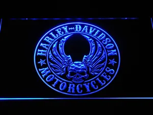 Harley Davidson Skull with Wings LED Neon Sign
