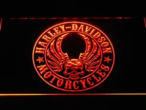 Harley Davidson Skull with Wings LED Neon Sign