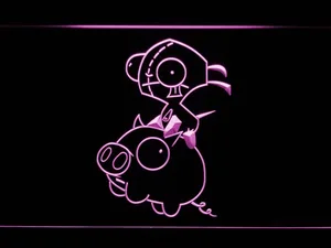 Invader Zim Gir and Piggy LED Neon Sign
