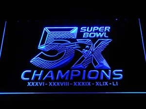 New England Patriots 5X Super Bowl Champions LED Neon Sign