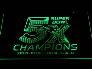 New England Patriots 5X Super Bowl Champions LED Neon Sign