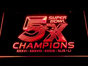 New England Patriots 5X Super Bowl Champions LED Neon Sign