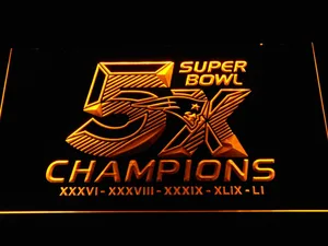 New England Patriots 5X Super Bowl Champions LED Neon Sign