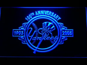 New York Yankees 100th Anniversary Logo LED Neon Sign - Legacy Edition