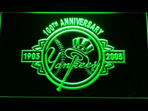New York Yankees 100th Anniversary Logo LED Neon Sign - Legacy Edition