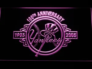 New York Yankees 100th Anniversary Logo LED Neon Sign - Legacy Edition