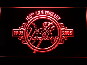New York Yankees 100th Anniversary Logo LED Neon Sign - Legacy Edition