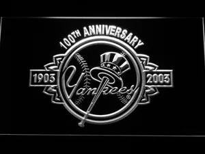 New York Yankees 100th Anniversary Logo LED Neon Sign - Legacy Edition