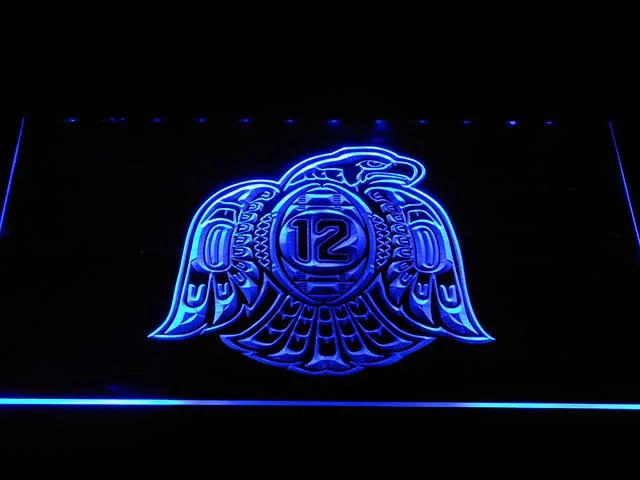 Seattle Seahawks #12 Hawk Emblem LED Neon Sign