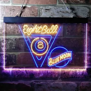 Blue Moon Eight Ball Billiards Pool Neon-Like LED Sign