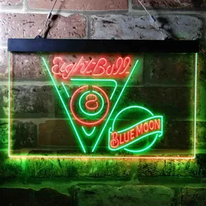Blue Moon Eight Ball Billiards Pool Neon-Like LED Sign