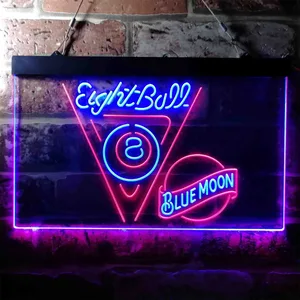 Blue Moon Eight Ball Billiards Pool Neon-Like LED Sign