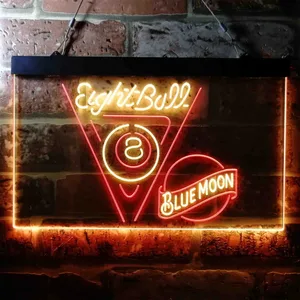 Blue Moon Eight Ball Billiards Pool Neon-Like LED Sign