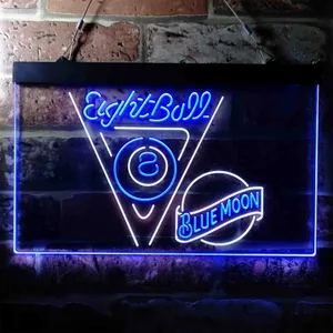 Blue Moon Eight Ball Billiards Pool Neon-Like LED Sign