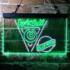Blue Moon Eight Ball Billiards Pool Neon-Like LED Sign