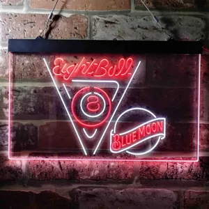 Blue Moon Eight Ball Billiards Pool Neon-Like LED Sign
