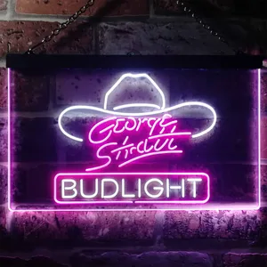 Bud Light George Strait Hat Neon-Like LED Sign