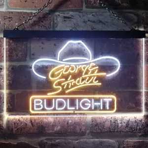 Bud Light George Strait Hat Neon-Like LED Sign