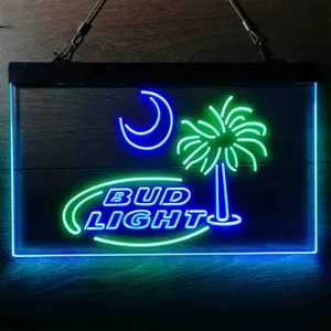 Bud Light Palm Tree with Moon Neon-Like LED Sign