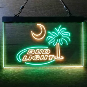 Bud Light Palm Tree with Moon Neon-Like LED Sign