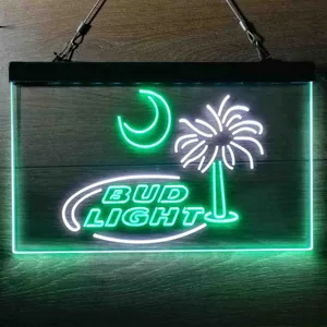 Bud Light Palm Tree with Moon Neon-Like LED Sign