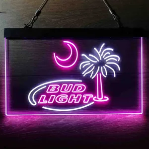 Bud Light Palm Tree with Moon Neon-Like LED Sign