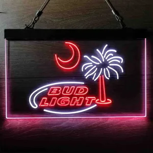 Bud Light Palm Tree with Moon Neon-Like LED Sign