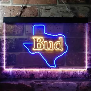 Bud Texas Map Neon-Like LED Sign