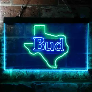Bud Texas Map Neon-Like LED Sign